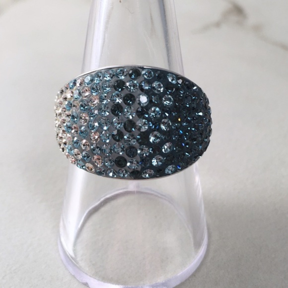 Graduated Ombré Pave Crystal Silver Ring 9 1/4 - Picture 3 of 7